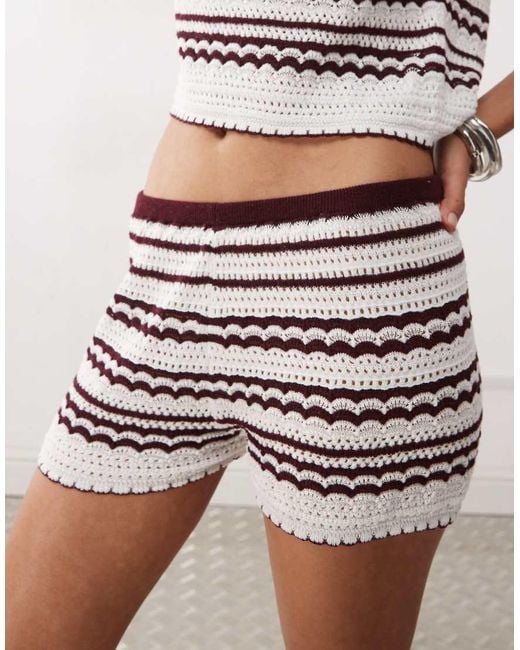 Collusion Natural Crochet Micro Shorts Co-ord
