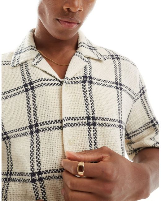 Chemise d'ensemble décontractée à carreaux et col à revers en tissu natté ASOS pour homme en coloris Gray