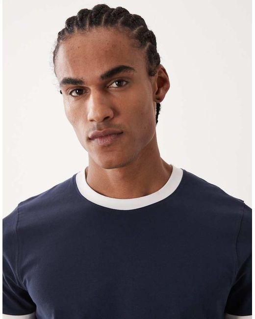 4505 Blue Shrunken Muscle Fit Cotton Baby Ringer Tee With Quick Dry Finish for men