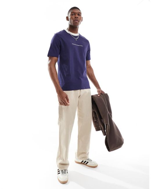 Barbour Blue Caleb Tipped T-shirt for men