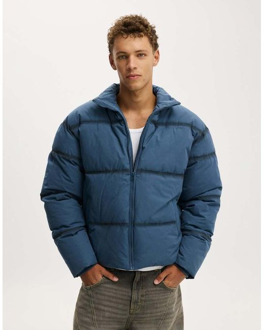 Cotton On Blue Puffer Jacket for men