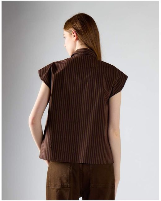 Glamorous Brown Cap Sleeve Button-Up Shirt