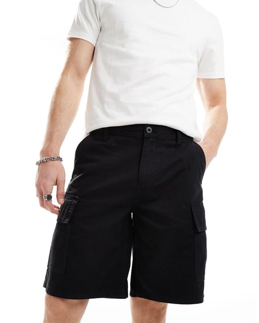 ASOS – weit geschnittene cargo-shorts in Black für Herren