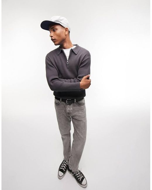 Polo De Punto Acanalado De Topman de hombre de color White