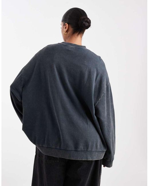 ASOS Blue Asos Design Curve Oversized Sweatshirt With Lily Flower Graphic
