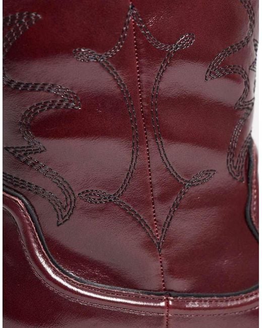 Glamorous Purple Low Ankle Western Boots