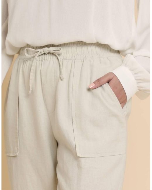 Threadbare Natural Linen Blend Drawstring Waist Tapered Trouser