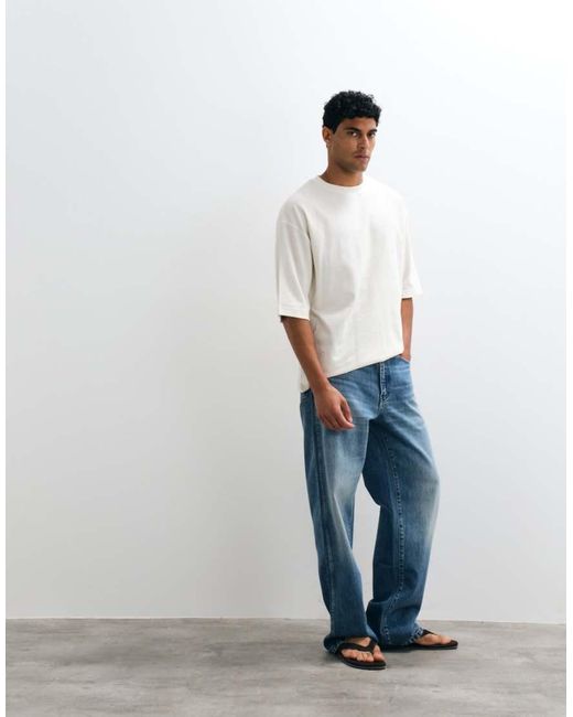 ASOS White Oversized T-Shirt With Half Sleeve for men