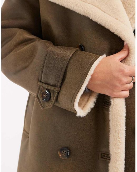 ASOS Natural Oversized Bonded Borg Flight Jacket