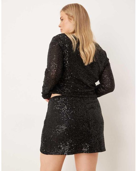 ASOS Black Asos Design Curve Allover Sequin Mini Skirt