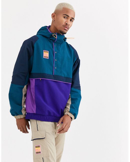 Adidas Originals Purple Adiplore Half Zip Jacket With Hood for men