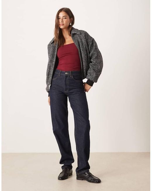 JJXX Red Square Neck Long Sleeve Top