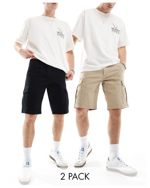 Jack & Jones White 2 Pack Cargo Shorts for men