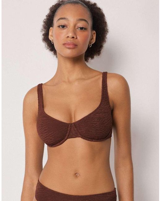 Calzedonia Brown Balconette Bikini Top Crinkle Waves