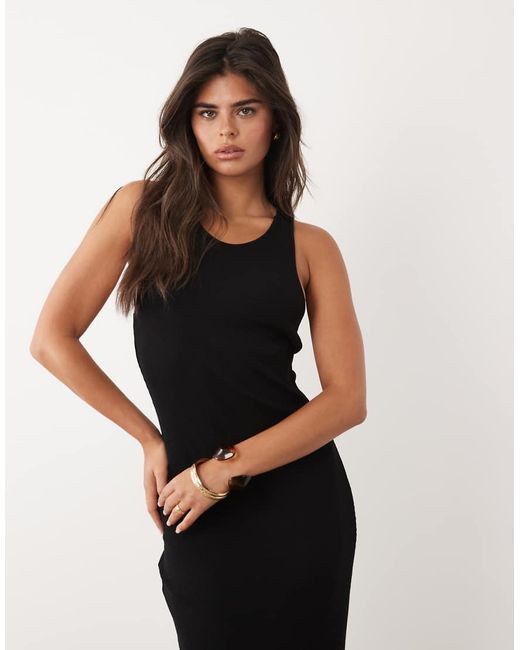 ASOS Natural Rib Racer Maxi Dress
