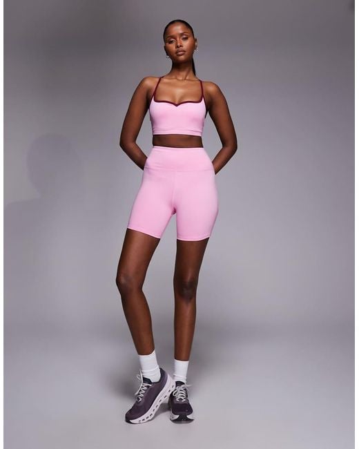 4505 Pink Active Sweetheart Neckline Light Support Sports Bra With Adjustable Straps