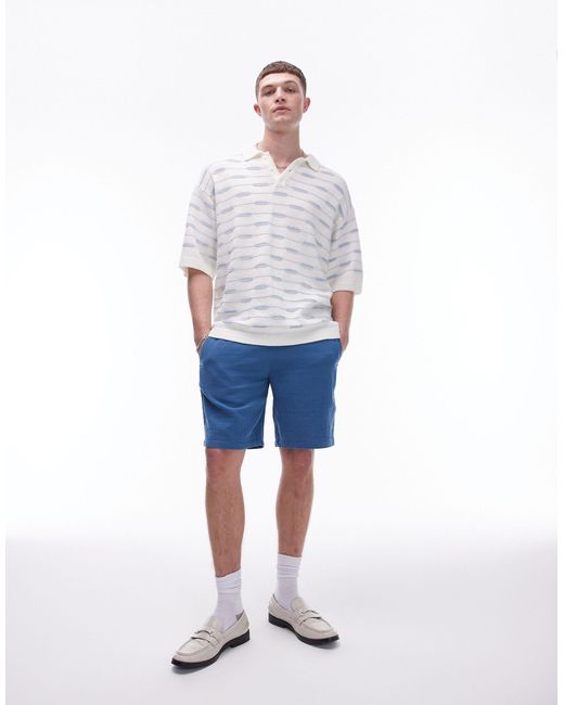 Topman Blue Washed Shorts for men