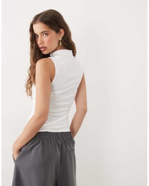 ASOS Gray Cap Sleeve Mandarin Top