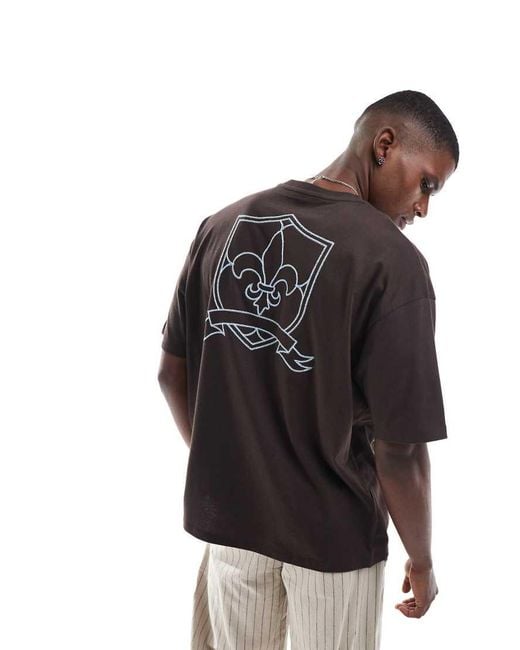 ASOS Oversized T-Shirt Met Borduurwerk in het Black voor heren