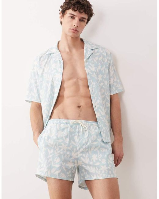 Free Society Natural Leaf Print Swimshort for men