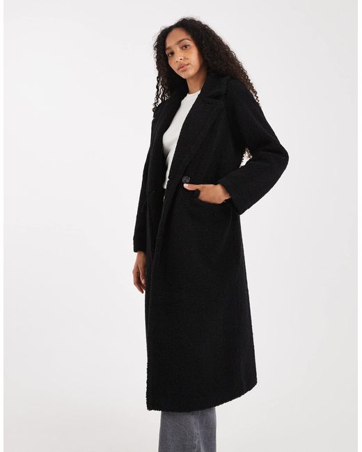 Threadbare Black Borg Maxi Coat