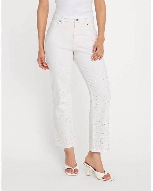 GOOD AMERICAN Blue Good Icon Straight Cropped Pearl Jeans