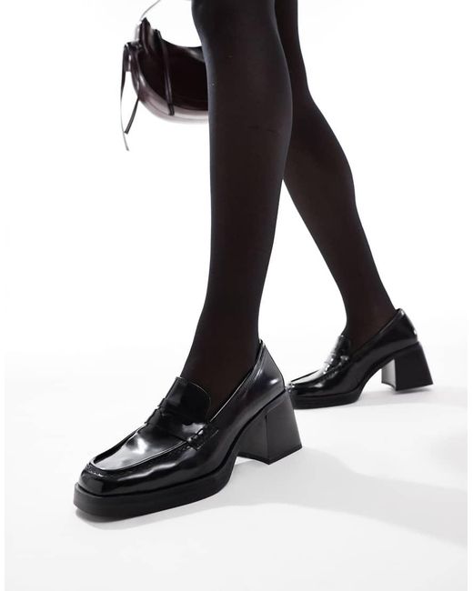 Bershka Black Faux Leather Loafers