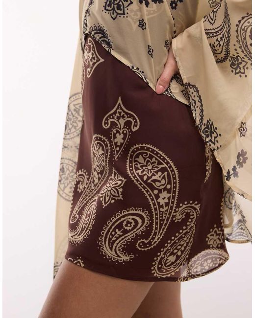 ASOS Brown Plunge Mini Dress With Batwing Sleeve