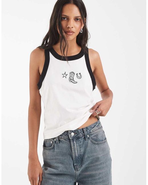 Wrangler White Ringer Tank Top