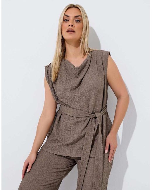 Yours Clothing Brown Textured Sleeveless Top