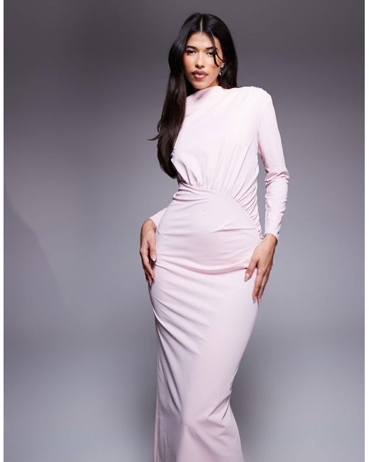 DASKA Purple – gerafftes maxikleid