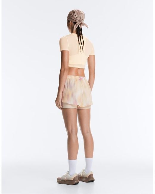 Oysho Yellow Mid-rise 2-in-1 Tie-dye Technical Shorts