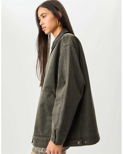 Stradivarius Green – gewachste oversize-jacke