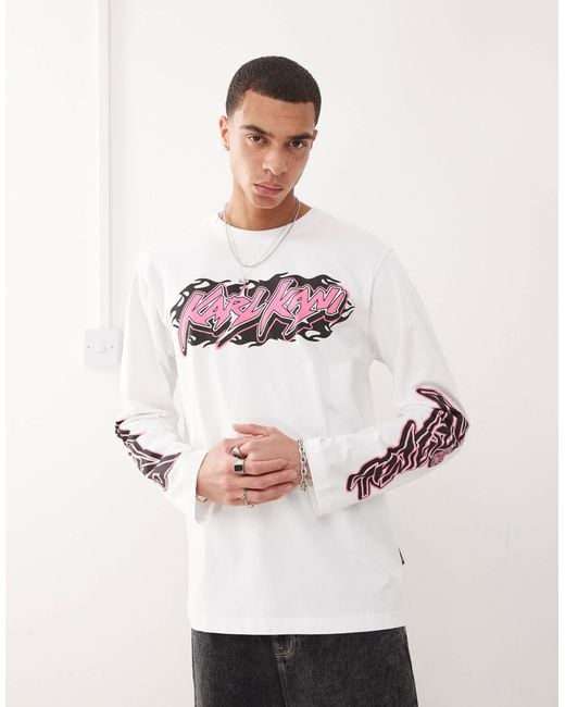 Karlkani – signature – langarm-shirt in Pink für Herren