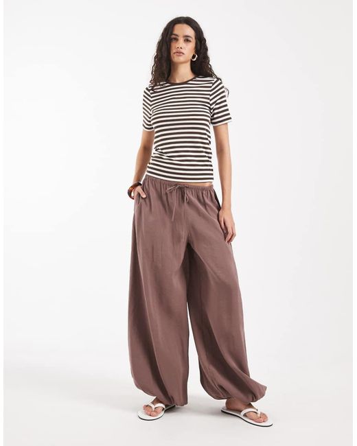 ONLY Brown Ribbed T-Shirt