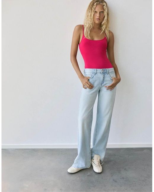 Pull&Bear Red Polyamide Bodysuit With Thin Straps