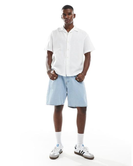Camisa Blanca Con Cuello De Solapas De Mezcla De Lino De Jack & Jones de hombre de color White