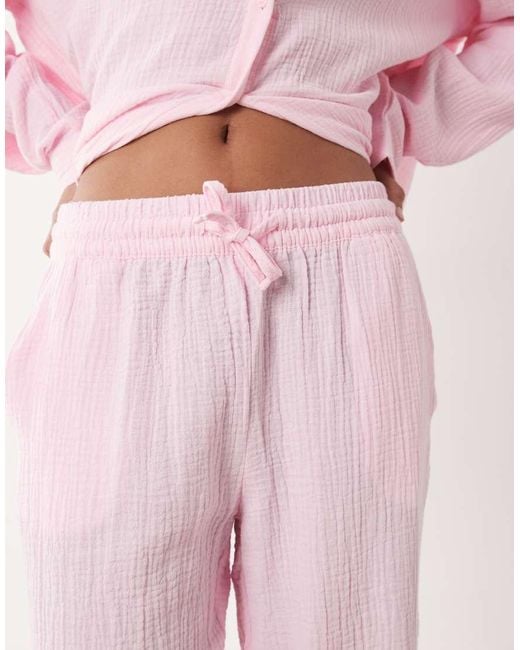 Jdy Pink Wide Leg Cheesecloth Pants