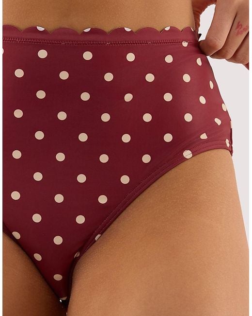 Peek & Beau Red Hazel Wine Spot High Waist Bikini Brief