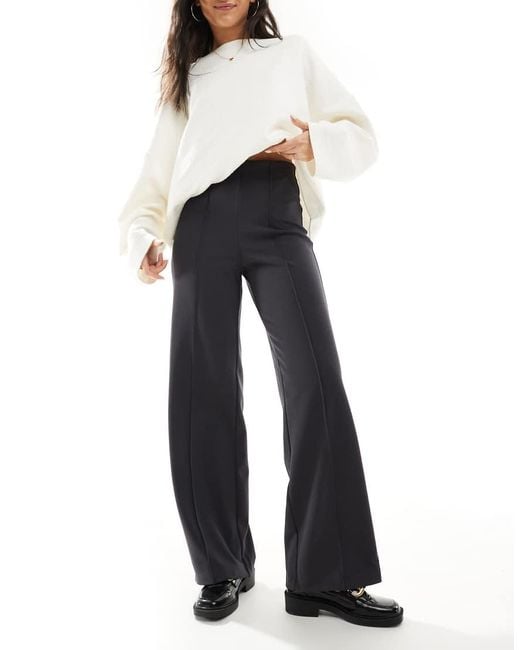 Vero Moda Broek Met Wijde Pijpen En Plooi Aan De Voorkant in het Blue