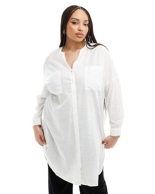 ONLY White V Neck Oversized Shirt