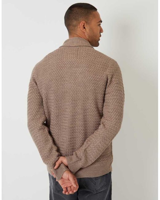 Threadbare Brown Shawl Collar Knitted Cardigan for men