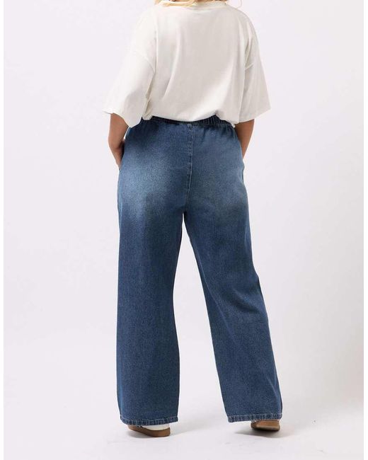 Yours Clothing Blue Drawstring Wide Leg Jeans