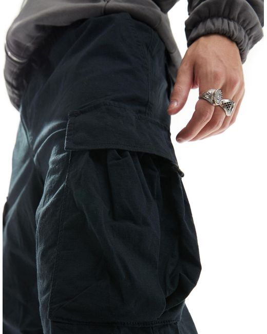 Pantalon cargo large en tissu ripstop Jack & Jones pour homme en coloris Black