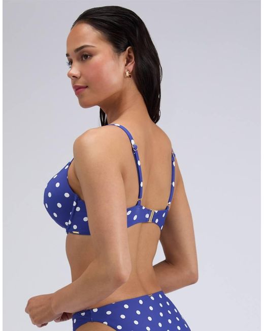 Boux Avenue Blue Hydra Super Push Up Bikini Top Summer Plunge Swimwear