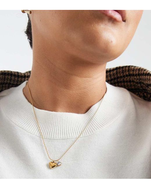 ASOS White Asos Design Curve Stainless Steel Necklace With Cubic Zirconia And Heart Pendant