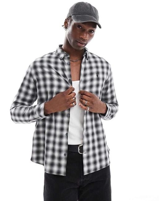 AllSaints Black Elektra Long Sleeve Shirt for men