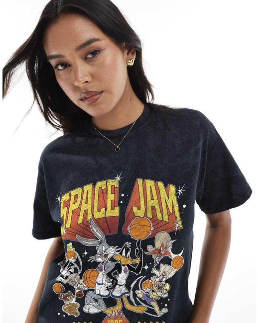 PRNT Black Space Jam 1996 Tune Squad Relaxed T-Shirt