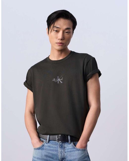 Calvin Klein Black Jung Kook For Calvin Klein Monogram Graphic T-shirt for men