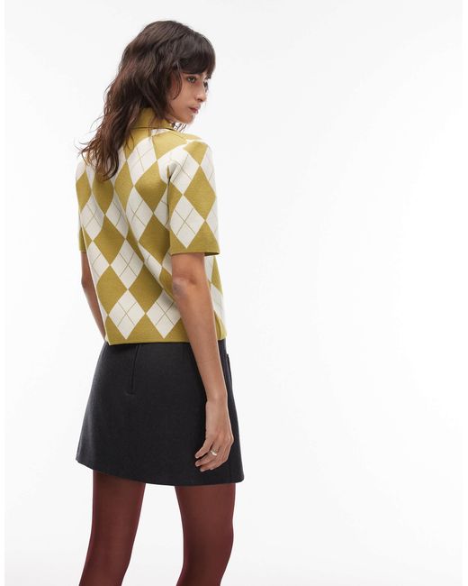 ASOS Multicolor Fine Knit Knitted Polo Top